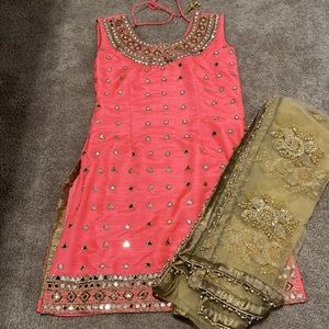 Coral pink Indian outfit
